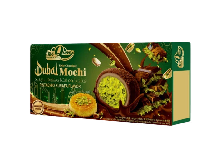 QLove Dubai Chocolate & Pistachio Kunafa Deluxe Mochi 45g TWN – Martigane
