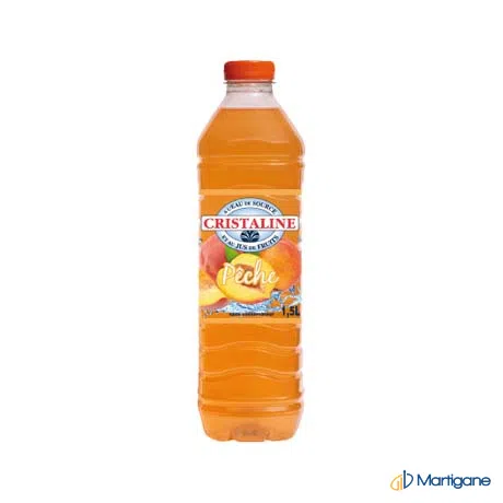 CRISTALINE Eau aromatisée pêche 1,5L – Eaux – Martigane