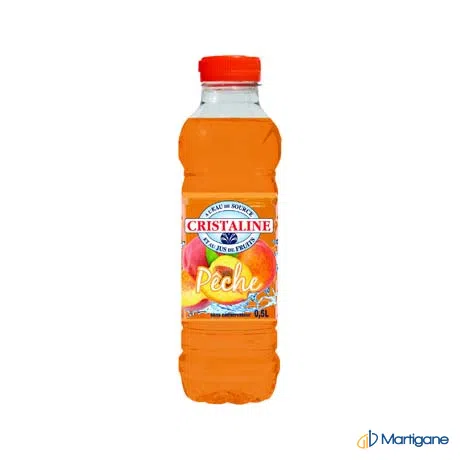 CRISTALINE Eau aromatisée pêche PET 50cL – Eaux – Martigane