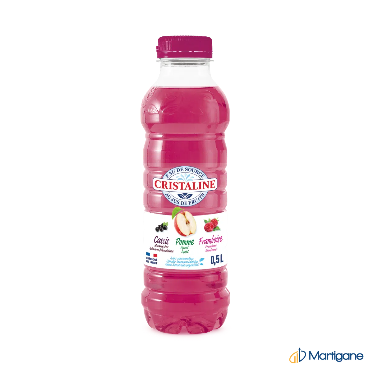 CRISTALINE - Eau jus pomme cassis framboise 50cl x24 – B2B Produkt bei Martigane