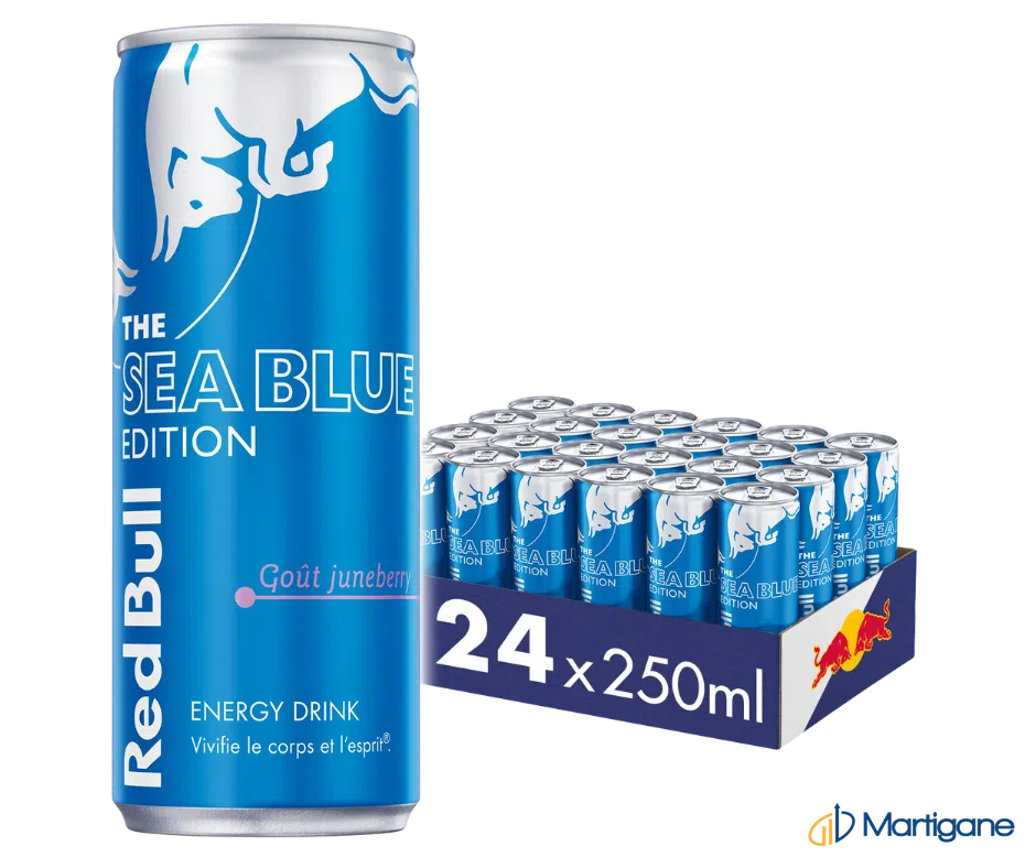 RED BULL Sea Blue Edition Juneberry 25cL x 24 – Boissons énergétiques – Martigane